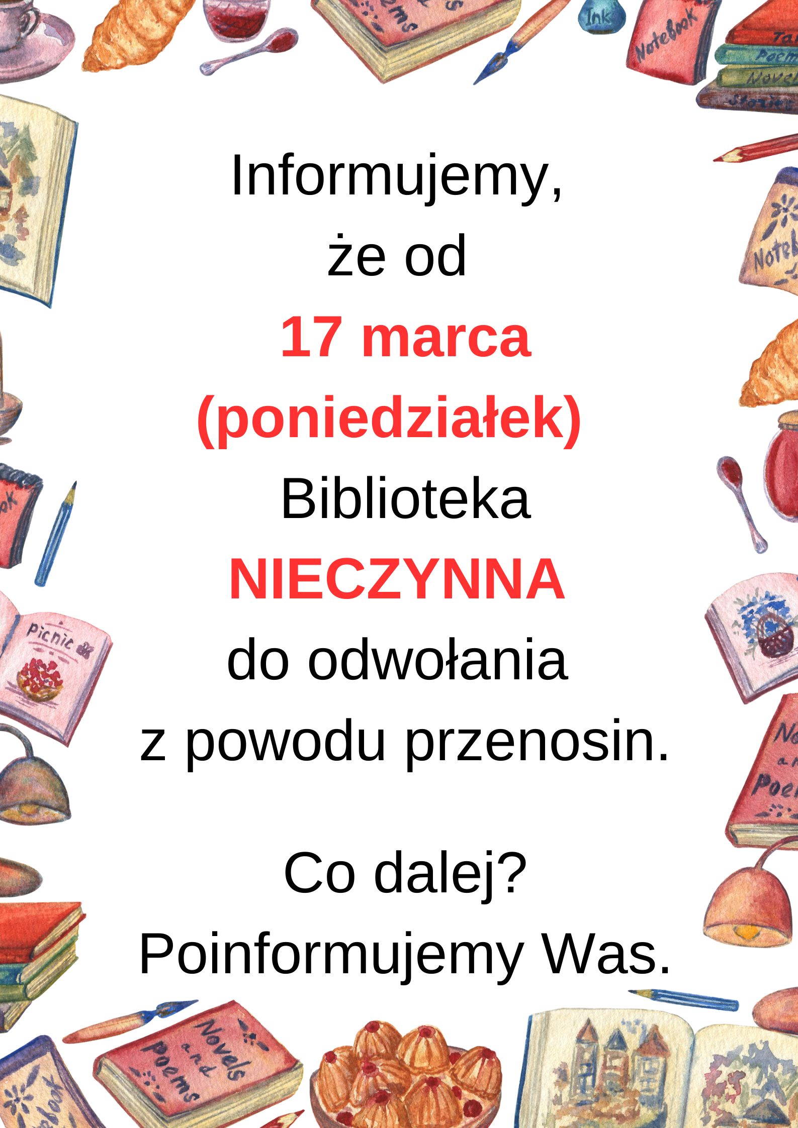 Informujemy że dnia 10 marca Oddział dla Dzieci NIECZYNNY z powodu przenosin sala przy CKFiS ul. ks.bp. T. Wilczyńskiego 62A